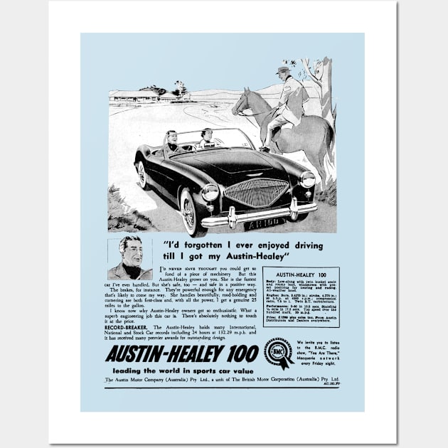 AUSTIN HEALEY 100 - advert Wall Art by Throwback Motors